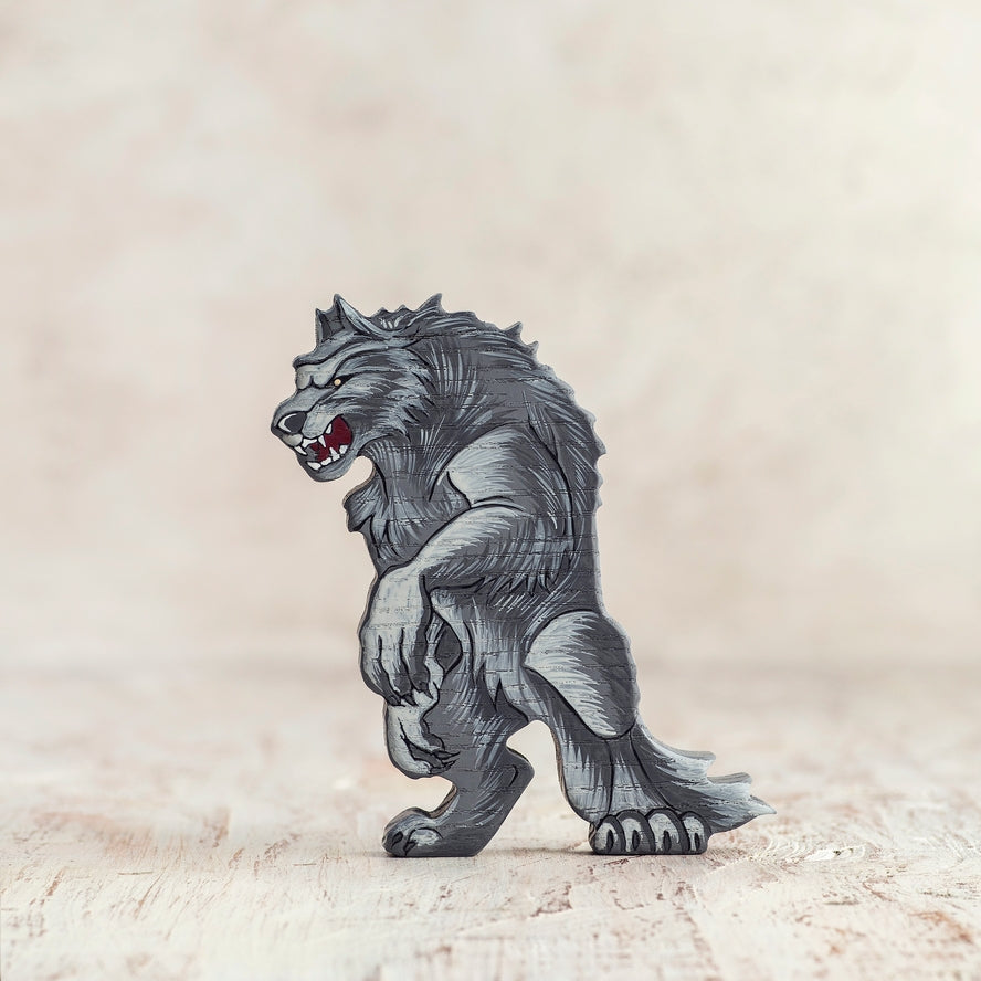 Wooden Werewolf Figurine | Halloween Toy