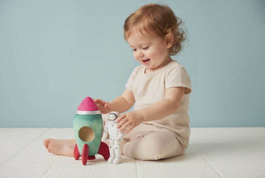 Ignite Her Dreams – Wooden Rocket & Astronaut Set