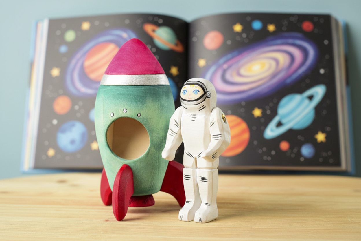 Ignite Her Dreams with – Wooden Rocket & Astronaut Set