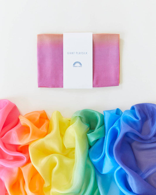 Giant RAINBOW Playsilk for Fort Building (70" x 35") - by Sarah's Silk