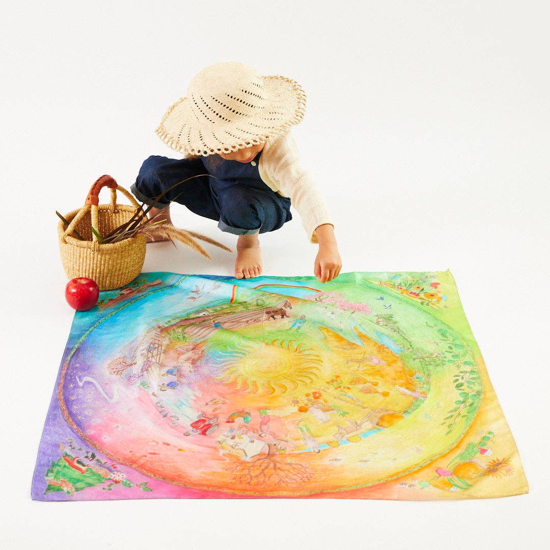 Sarah's Silks Classic Playsilk ( 35" x 35") - Around the Year on the Farm